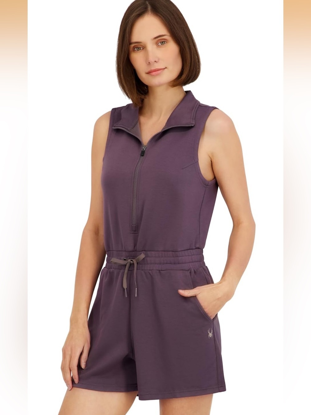 NIP Spyder French Terry Romper “Espresso” Sleeveless Full Zip Size Medium